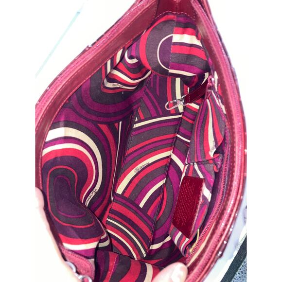 BRIGHTON D834506 RED PATTON LEATHER ANIMAL PRINT SHOULDERBAG - Picture 12 of 16